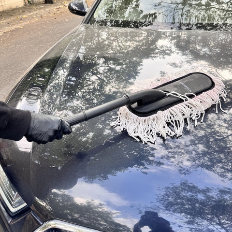 Prismax DustOff Car Duster showing a microfiber duster for cleaning car surfaces and removing dust effectively