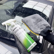 Prismax GlassMitt for streak-free glass cleaning, showing the microfiber mitt with a soft, textured surface for car window cleaning.