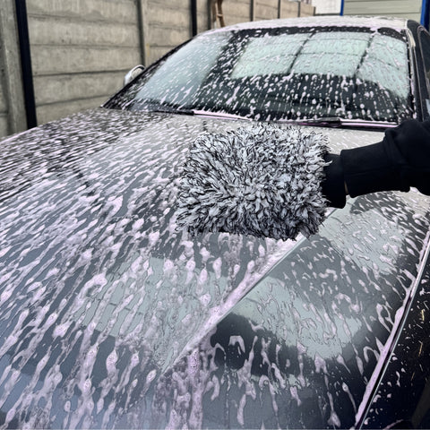 Microfiber Wash Mitt by Prismax for car cleaning, showing soft, plush microfiber material ideal for gentle vehicle washing.