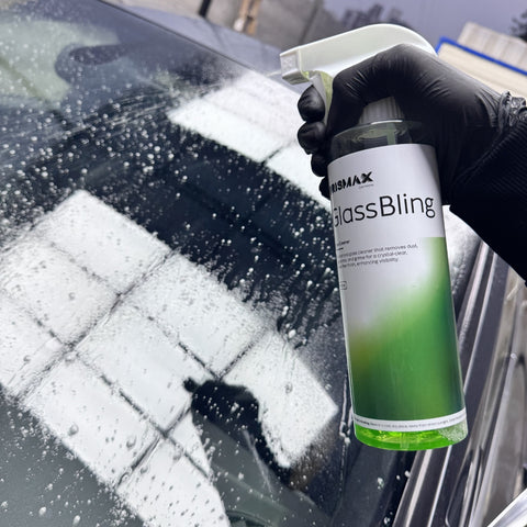 Prismax GlassBling glass cleaner spray in a 500ml bottle with a spray nozzle, designed for cleaning and shining glass surfaces.