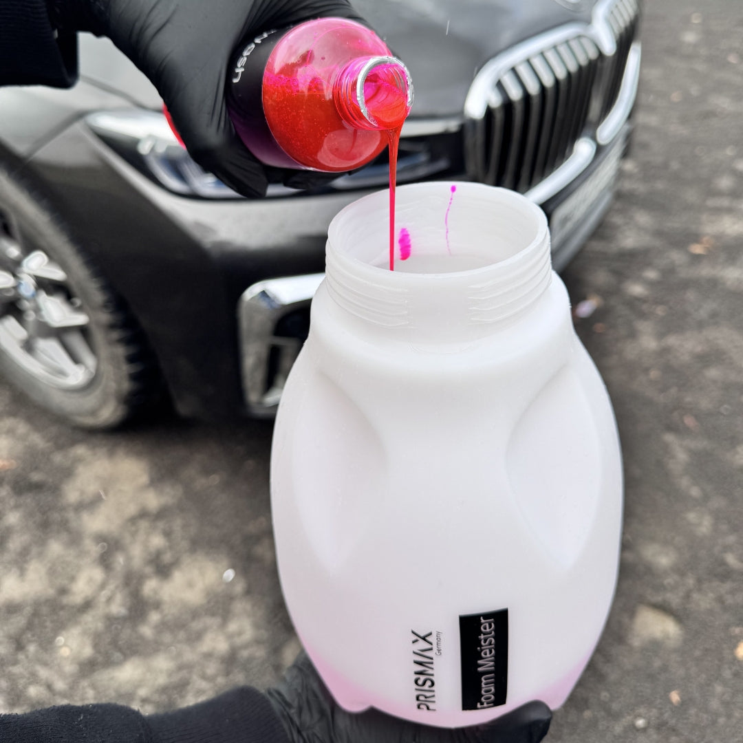 Prismax Ultimate Foam Wash Kit with foam gun, car wash sponge, and cleaning solutions for vehicle detailing and care.