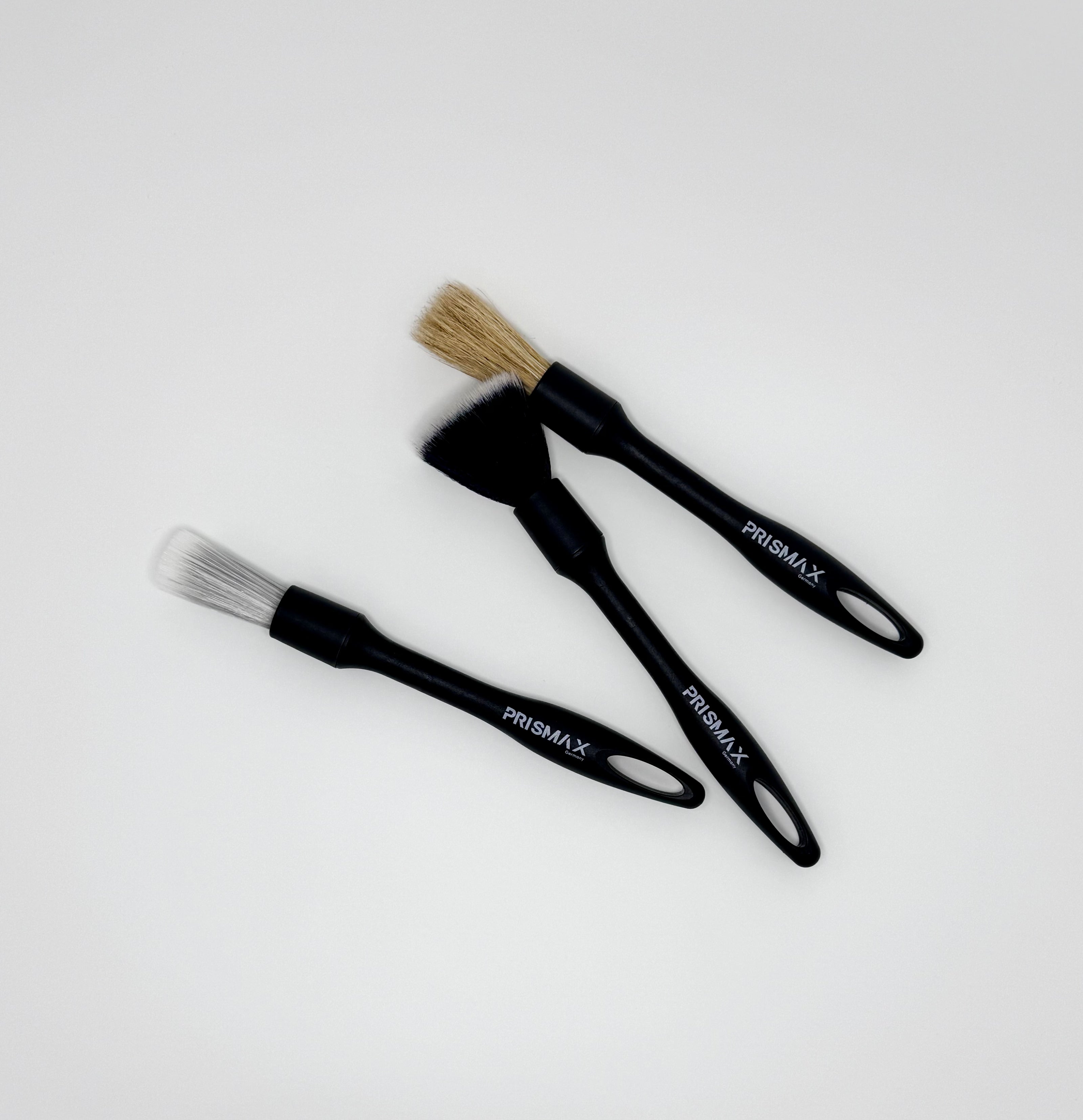 Set of three Prismax Iron Revival Kit brushes including RustOff and ProClean for car detailing and rust removal.