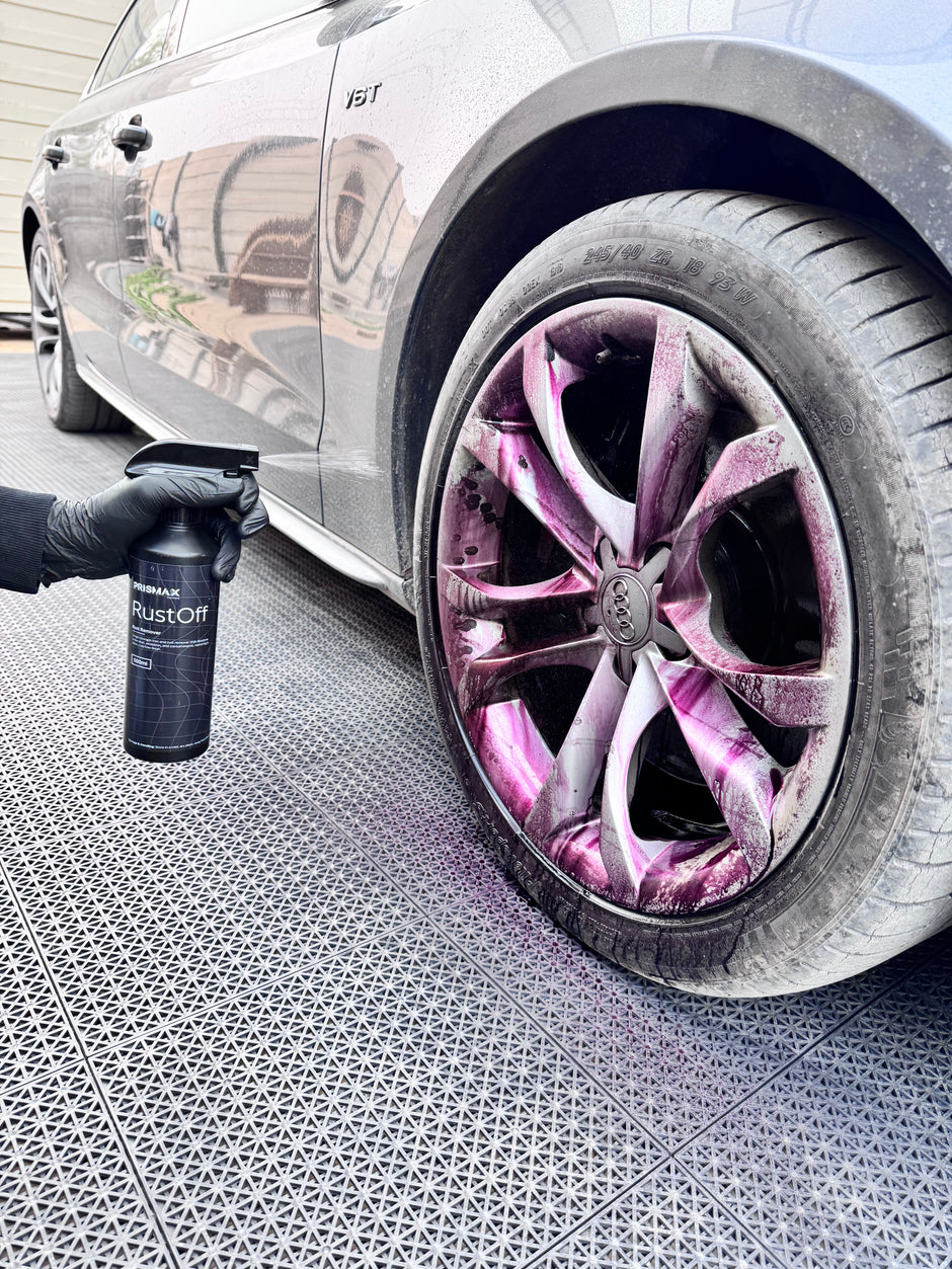 Prismax Iron Revival Kit with RustOff and ProClean brushes, a set of three car care products for rust removal and cleaning.