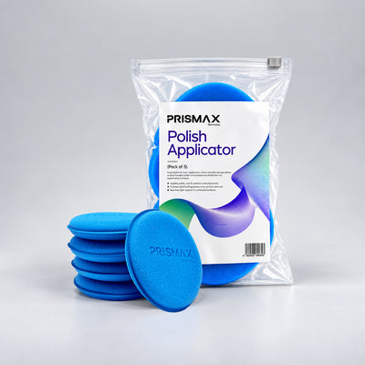 Set of five Prismax car polish applicators with soft foam surfaces for easy, even application of car wax and polish products.