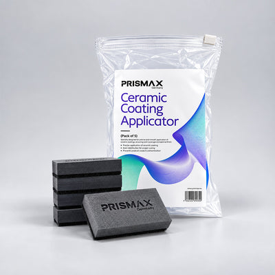 Set of five Prismax ceramic coating applicators for car care, featuring soft foam pads for smooth application of ceramic coatings.