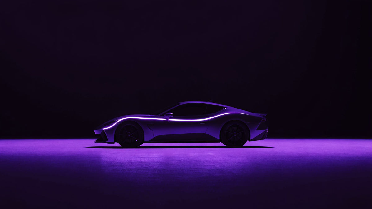Detailed car in a dark studio
