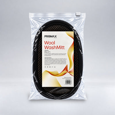 Prismax Wool WashMitt for car care, soft wool material designed for gentle, effective vehicle cleaning and detailing.